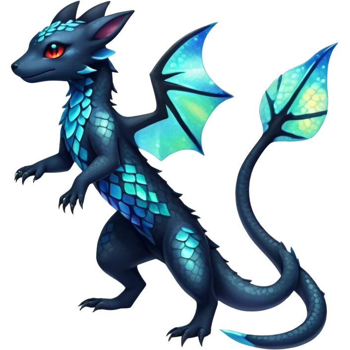 Colorful Iridescent Exotic Salandit-Aurorus-Amaura-Umbreon-Fakémon-hybrid-creature (full body)  emoji