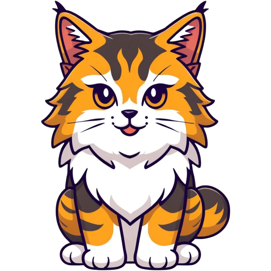 powerful maine coon cat with impressive mane and cute but fierce expression emoji