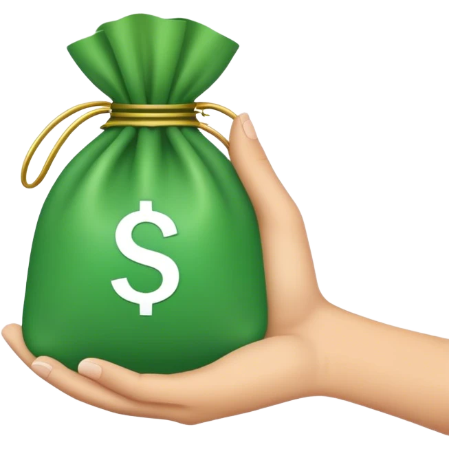 hand with money bag emoji