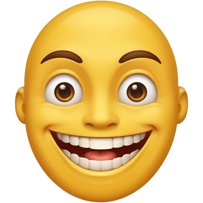 a smiling yellow face with very big teeth like the trivago guy emoji