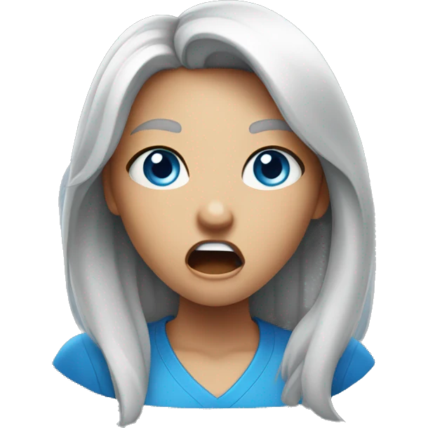 Girl yelling blue eye version emoji