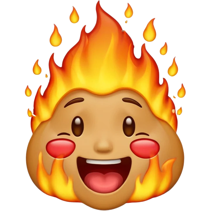 Generate an emoji that is on fire, laughing, crying, and melting at the same time with a sad mouth. Make the emoji sad. emoji