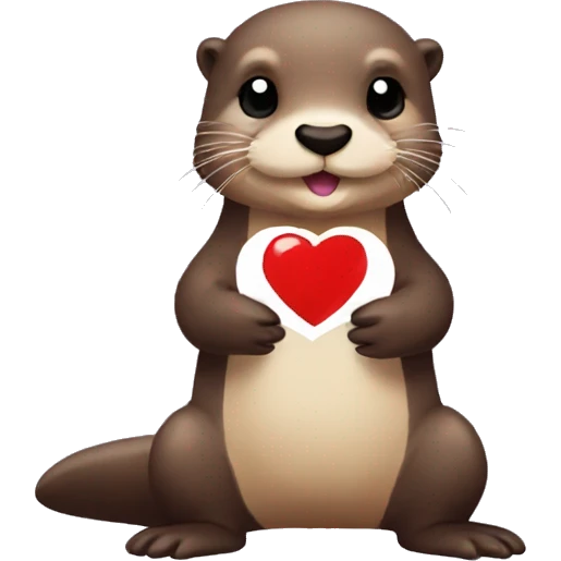 Otter holding a heart and looking cute - Pixel Art emoji