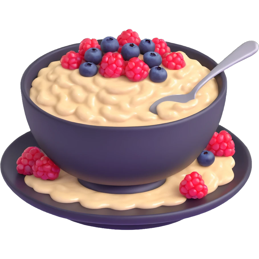 bowl of oatmeal porridge with honey and berries emoji