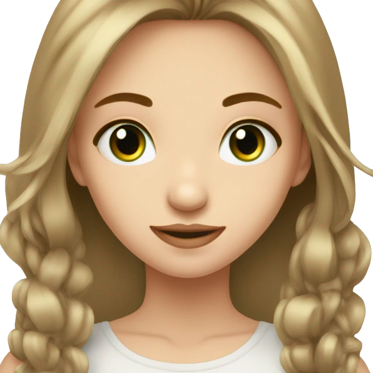 beautiful girl green eyes light brown haie emoji