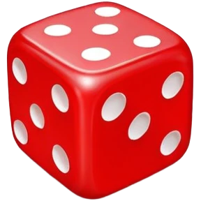 Red dice with white dots showing different numbers emoji