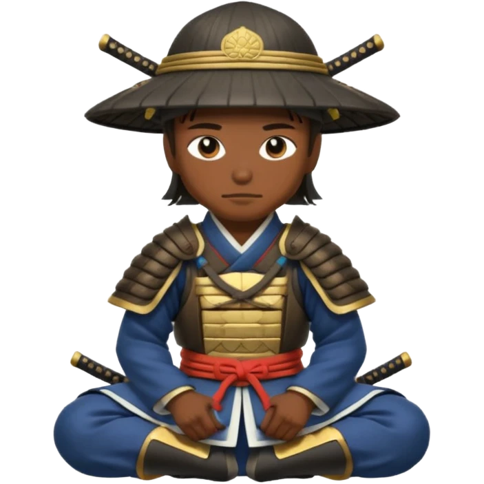 Samurais in Hat, Samurai kneeling  emoji