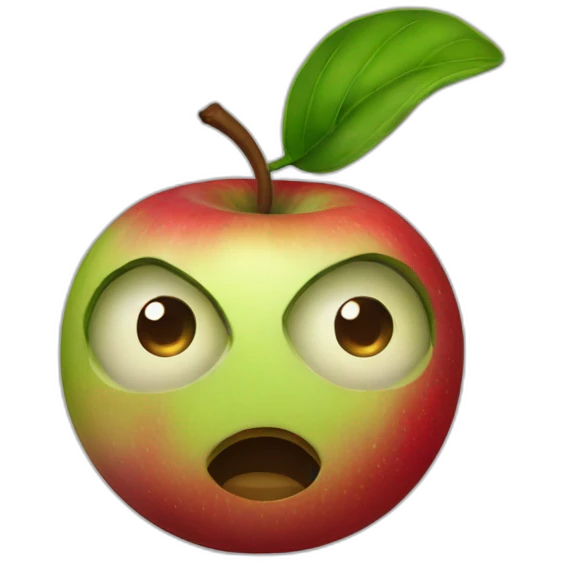Una manzana con ojos saltones emoji