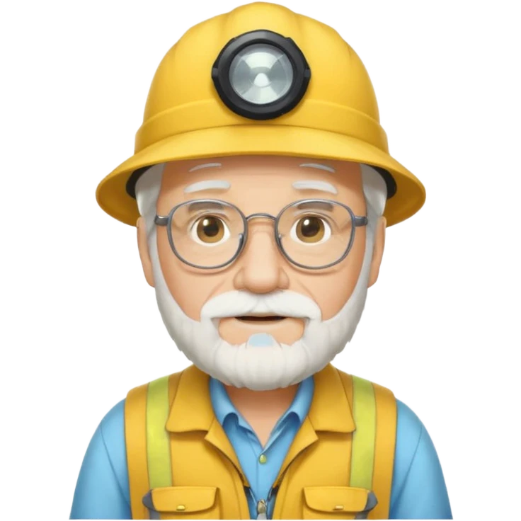 An elderly man with white hair and beard, wearing glasses and a yellow explorer hat emoji