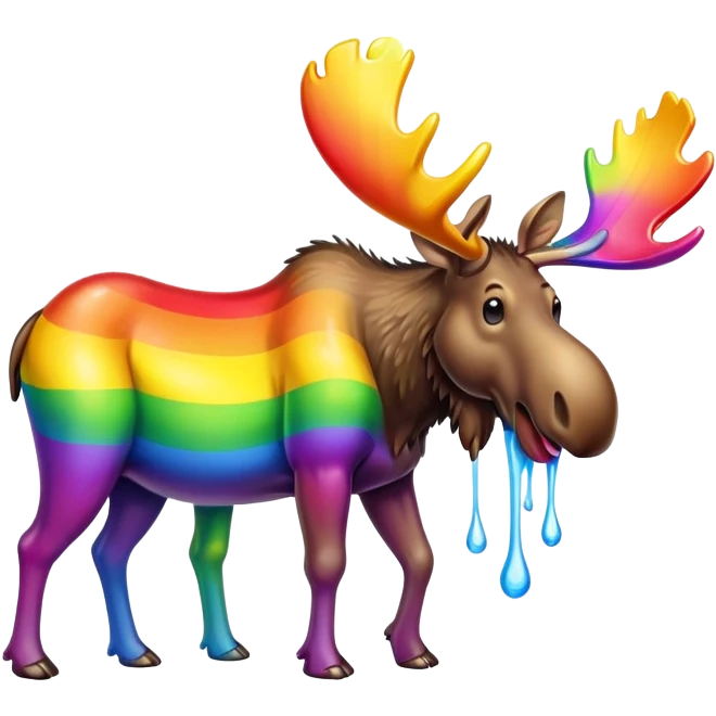 Moose puking rainbow emoji