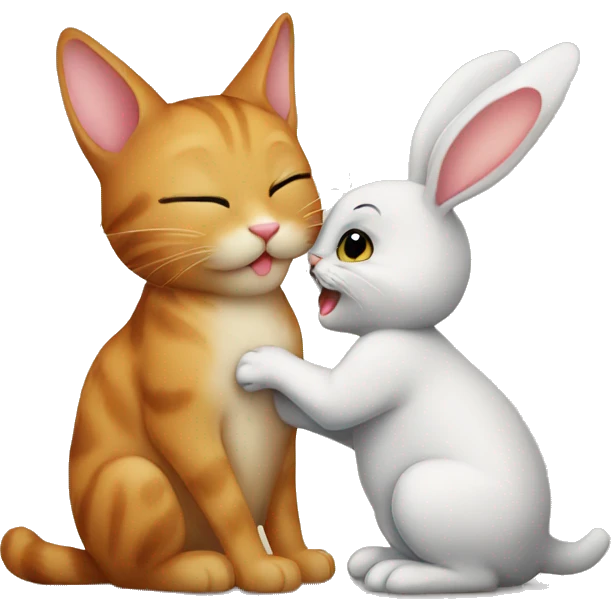 cat kissing bunny emoji