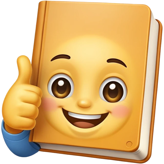 a little book smiling and giving a thumb up emoji