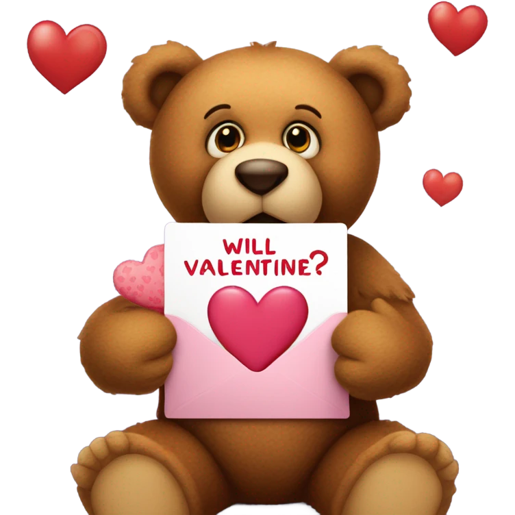 Teddy bear asking someone will you be my valentine emoji