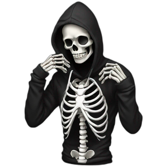facepalm skeleton in black hoodie  emoji