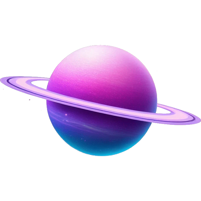 sparkly glittery blue purple and pink gradient planet with a cheesy saturn ring emoji