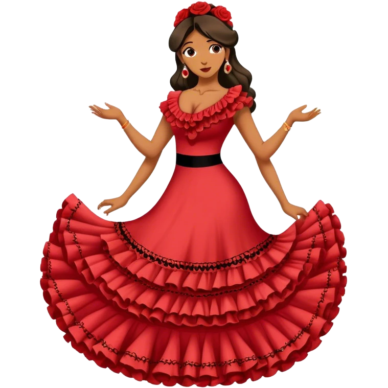 Mujer vestida de flamenco y el texto viva Andalucía emoji