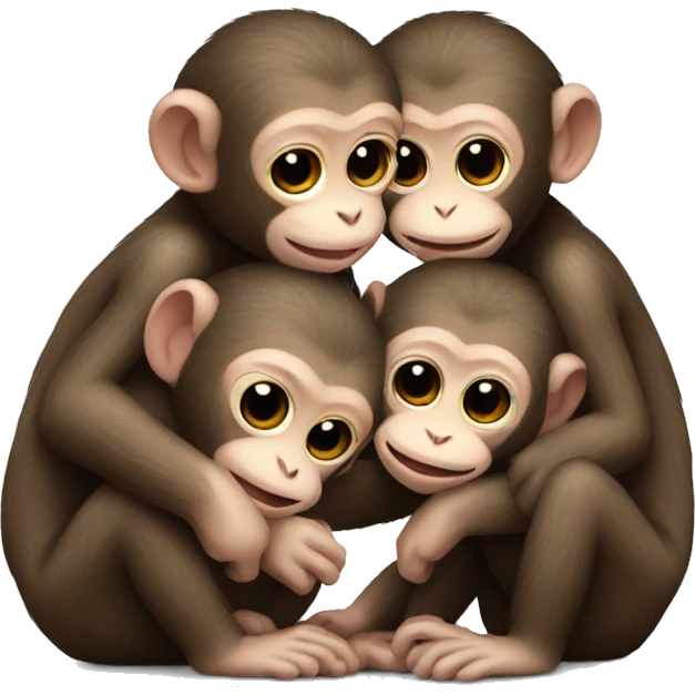 three baby monkeys hugging  emoji