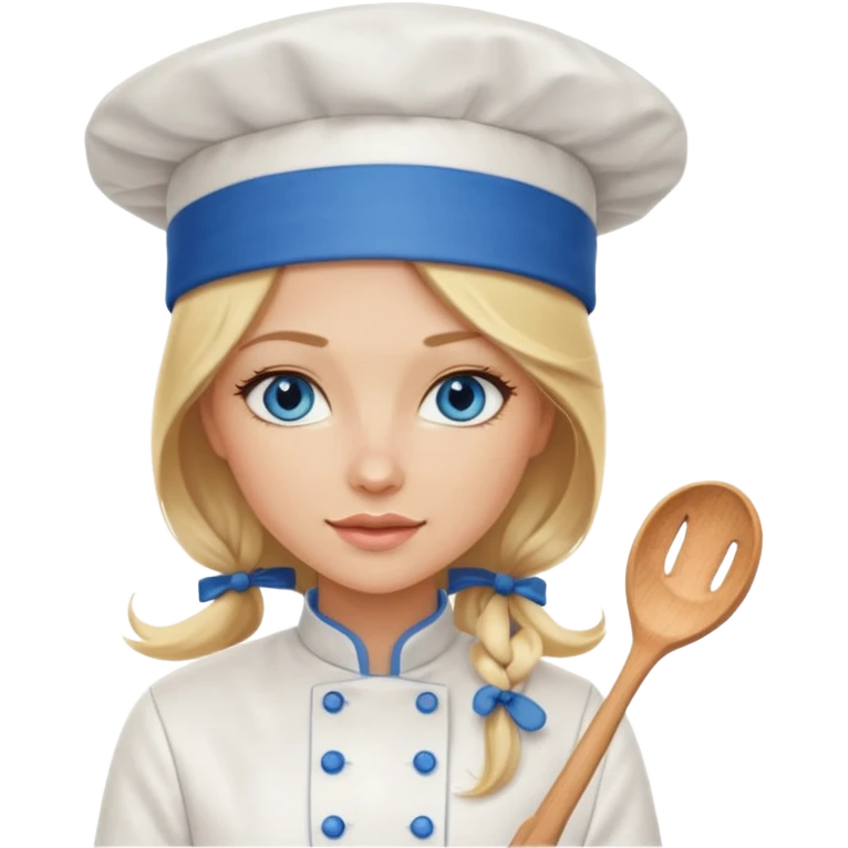 Sexy Long Blonde hair blue eyed female chef emoji