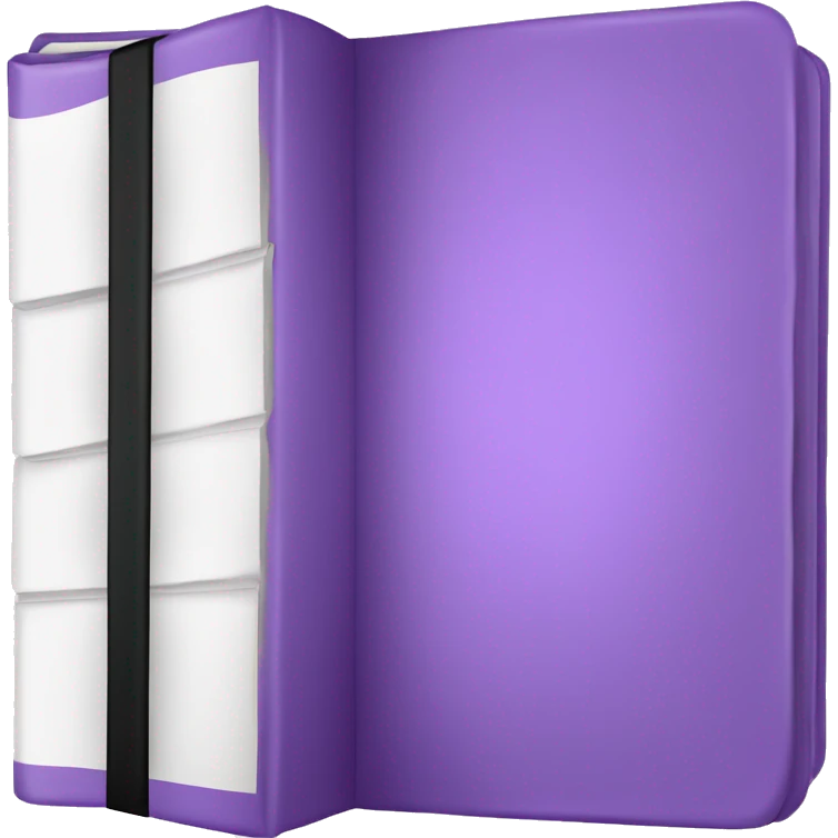 Closed book with purple cover, white pages, black spine emoji