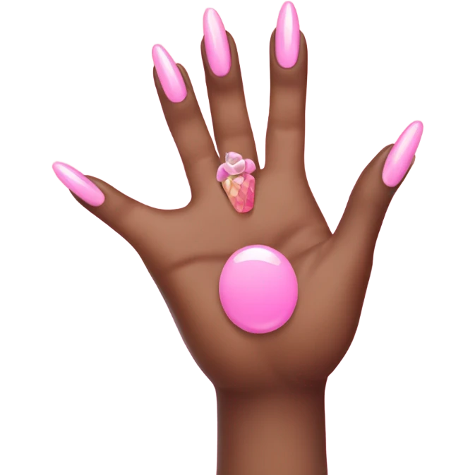 A cute hand with five fancy pink nails  emoji