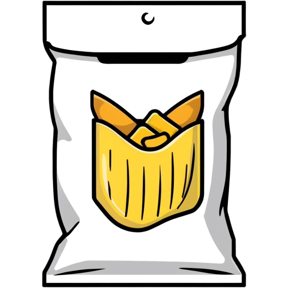 snack chip bag hiding behind database emoji