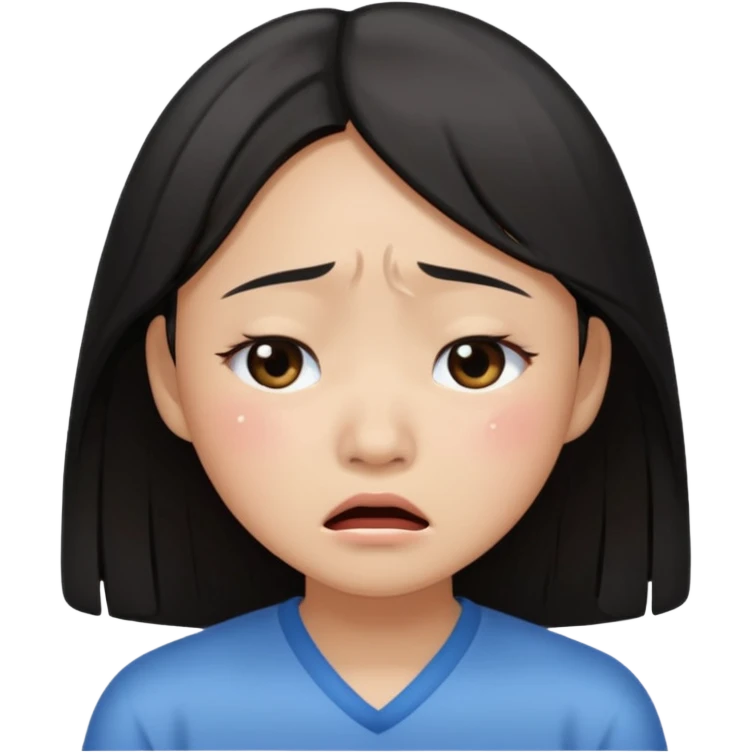 Crying asian girl with clean vibe emoji