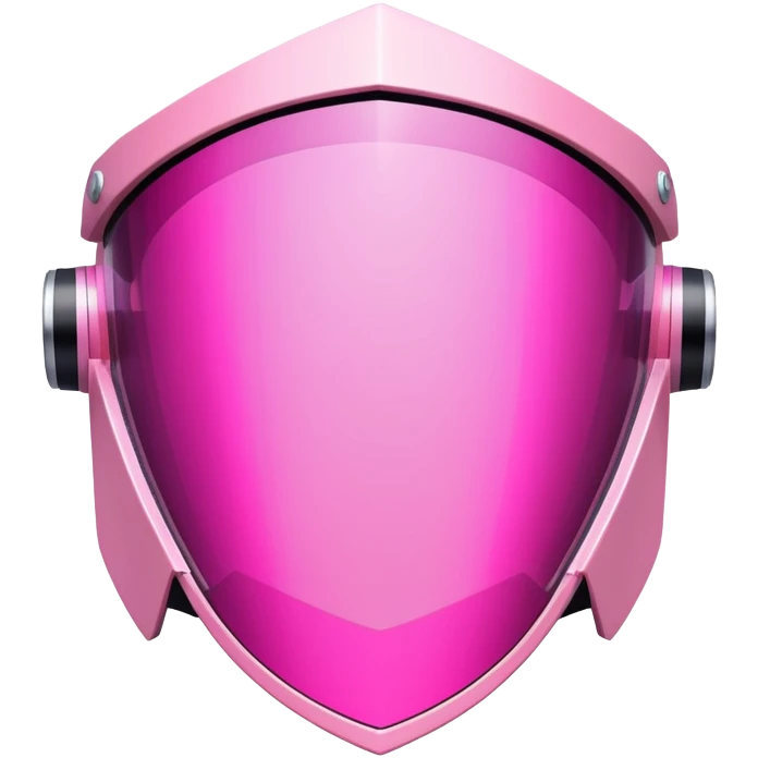 angular frameless pink shield visor, space-age Y2K style, geometric one-piece lens emoji