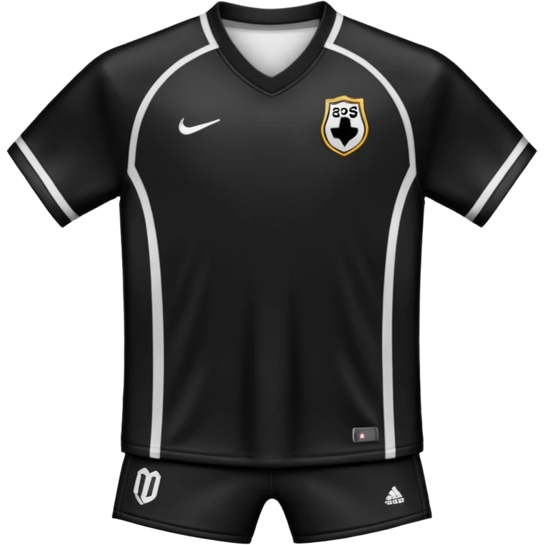 maillot football uni noir sans numéro ni logo emoji