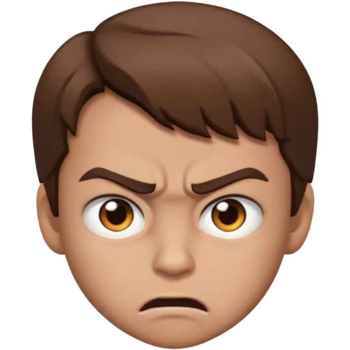 boy with brown hair brown eyes and he’s mad emoji
