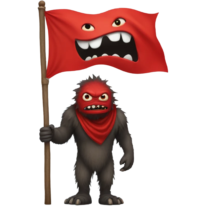 Monster with red flag emoji