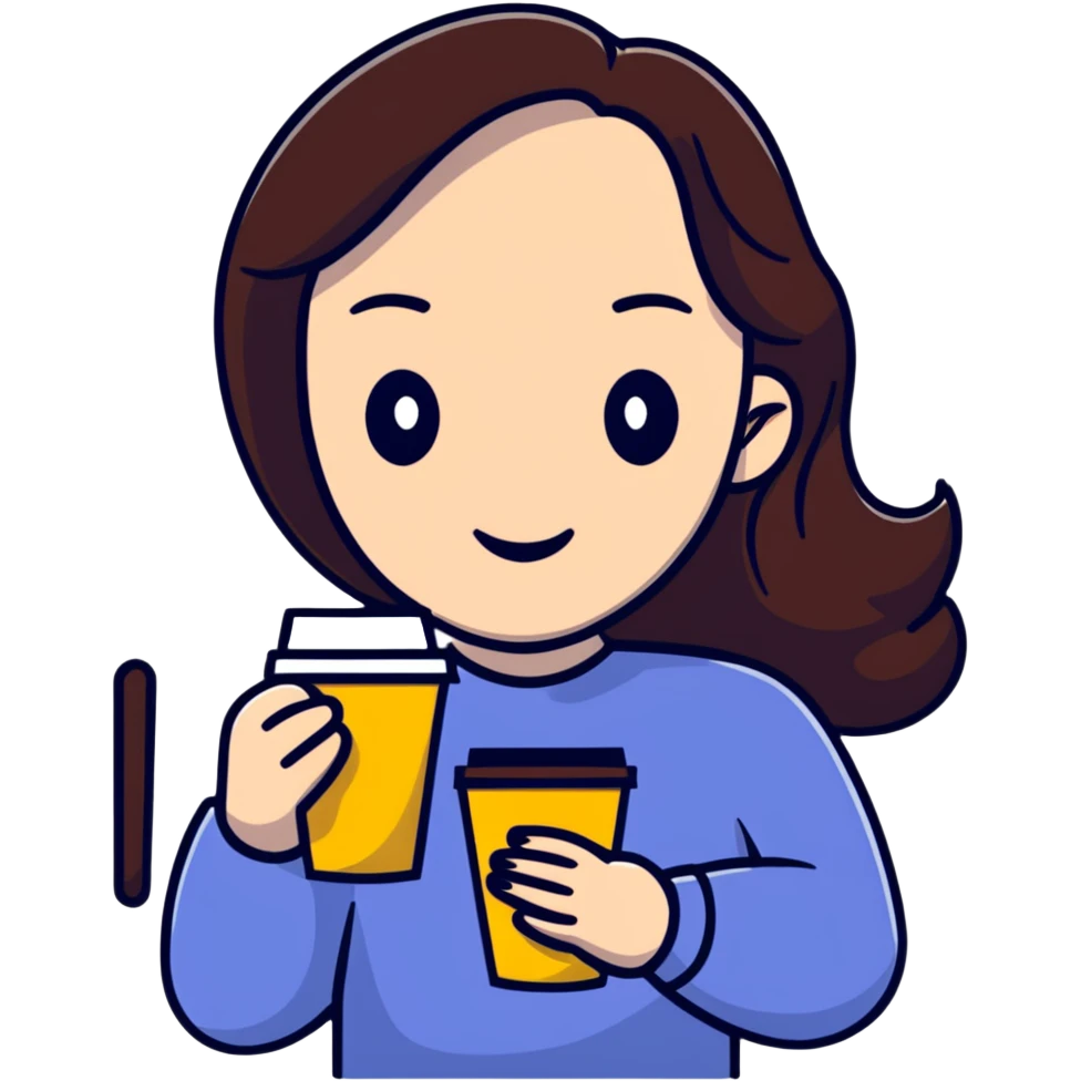 Fashionable Parisian woman with coffee cup emoji