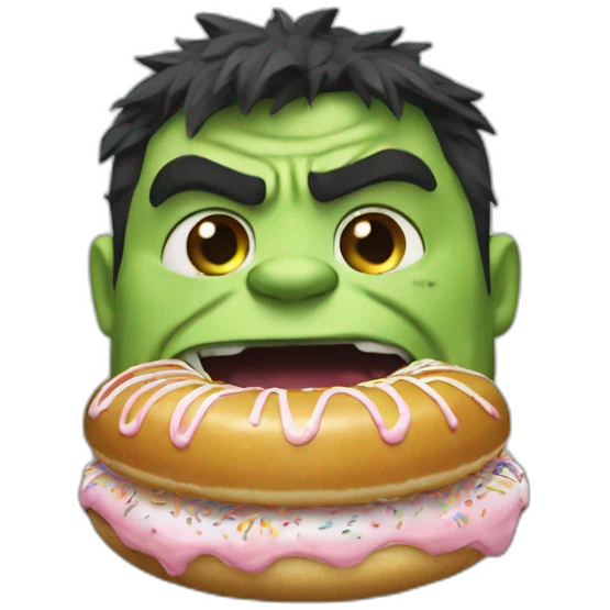 Hulk qui mange un donuts emoji