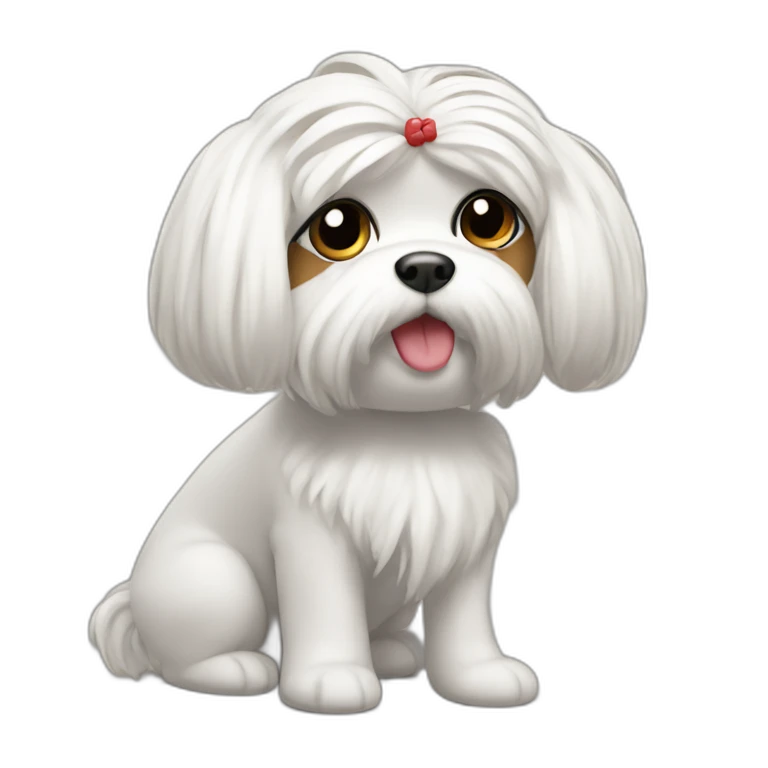 Maltese with hair tied up emoji