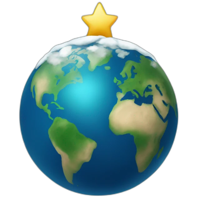 earth celebrating cristmass emoji