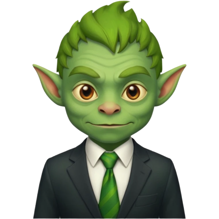 goblin with tie, business emoji