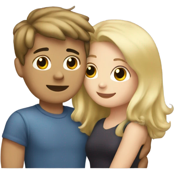 blonde boy hug brunette girl emoji