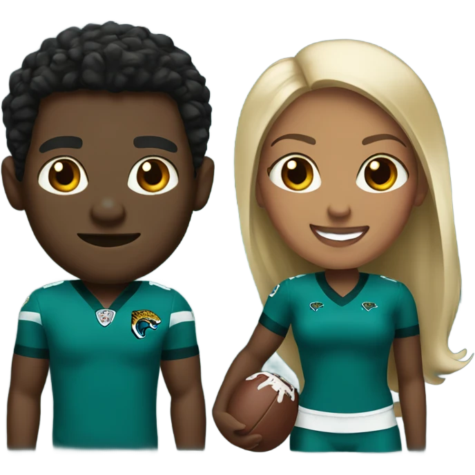 Black man and woman in Jacksonville Jaguar clothes  emoji