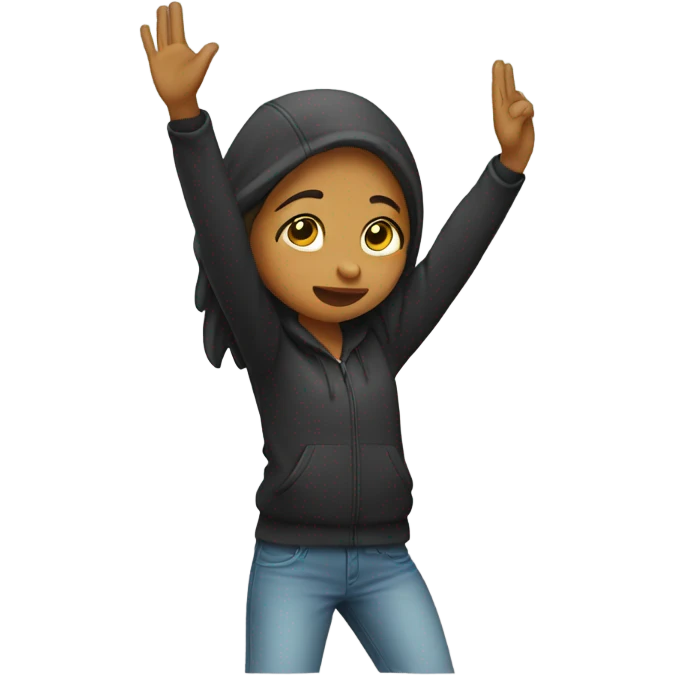 A girl doing the dab emoji