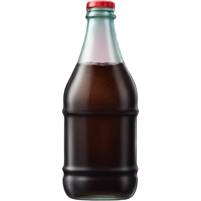 a glass bottle of dark soda with needles emoji