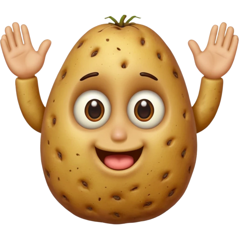 potato with eyes, nose, mouth, ears, hands, and feet emoji