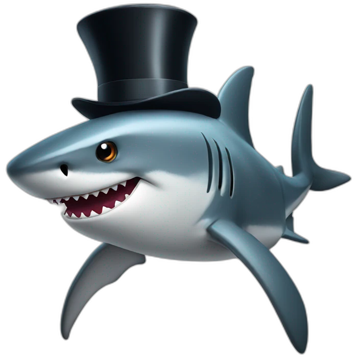 Shark with a top hat emoji