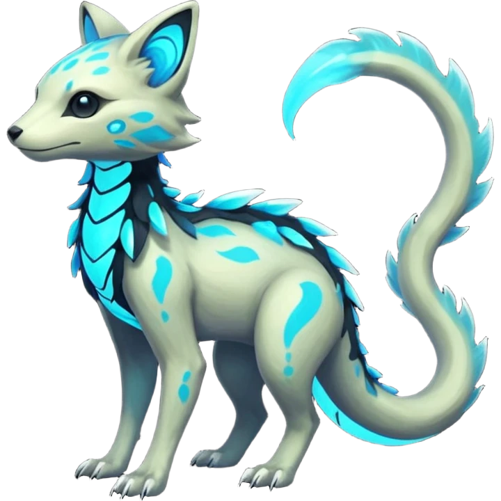 Rare realistic dark-neon glowing bioluminescent edgy badass epic pretty beautiful handsome gorgeous aesthetic colorful vibrant Vernid-Trico-species-Fakemon-creature by LiLaiRa, 4 legs, 1 tail, random markings, (full body) emoji