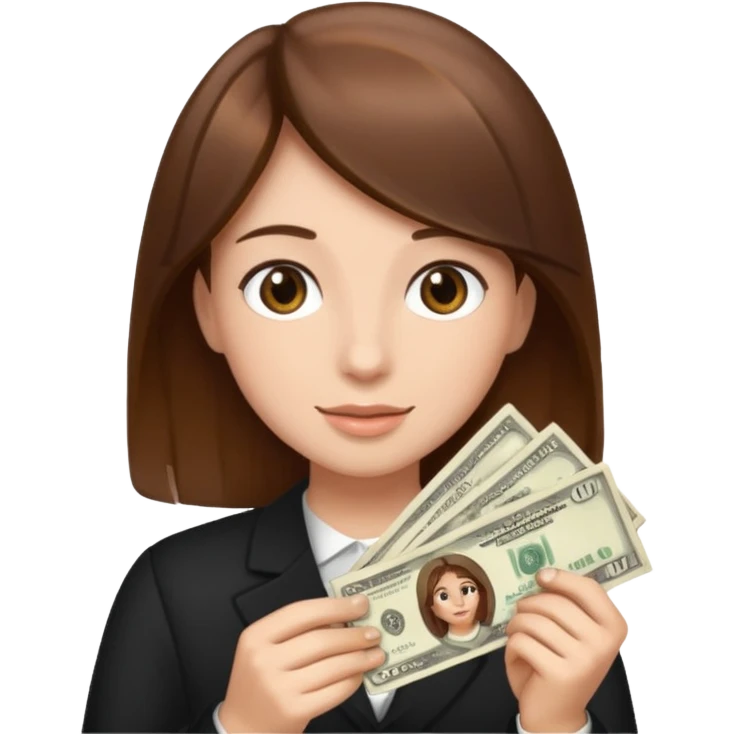 brown hair person who holds money emoji
