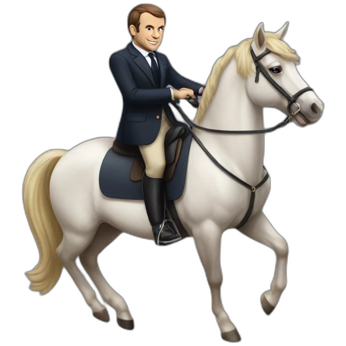 Emanuel Macron sur un poney emoji