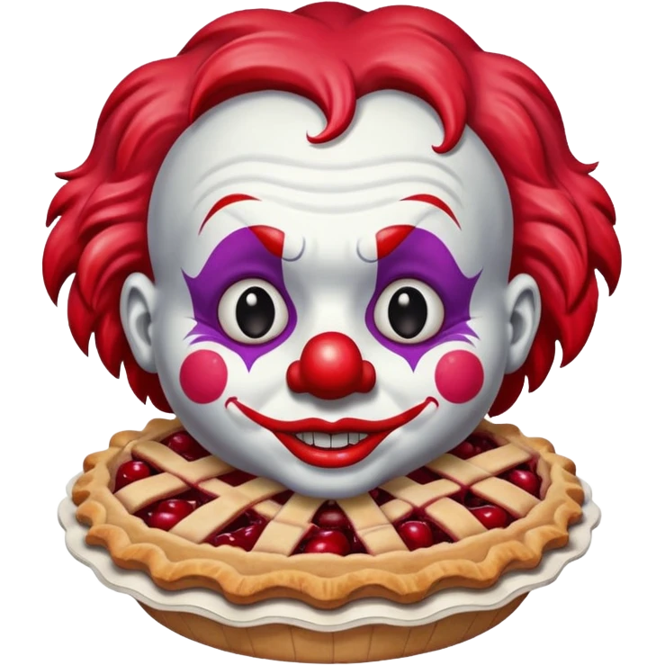 a clown face with a cherry pie emoji