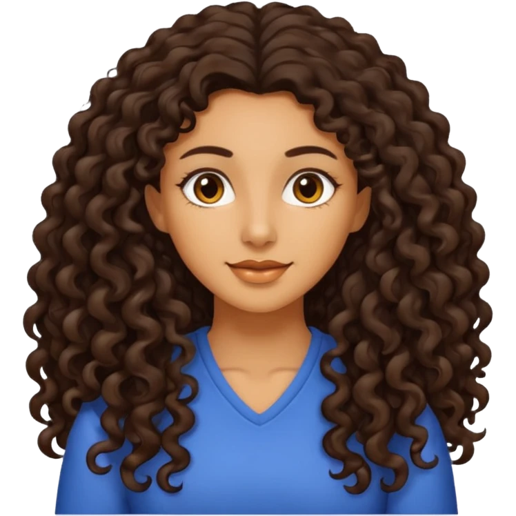 Mujer piel canela y pelo rizado largo oscuro  emoji