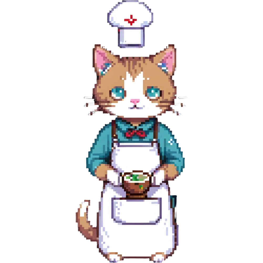cat barista with apron emoji