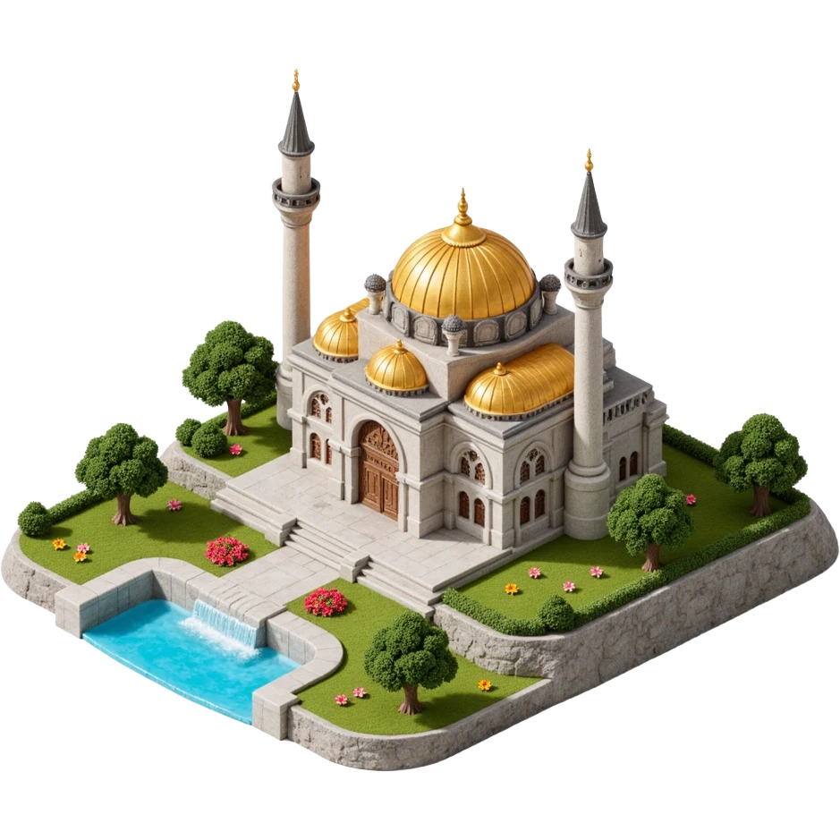 Isometric illustration of Istanbul, featuring photorealistic Hagia Sophia emoji