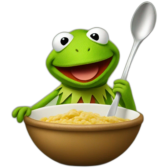 kermit with a spoon emoji