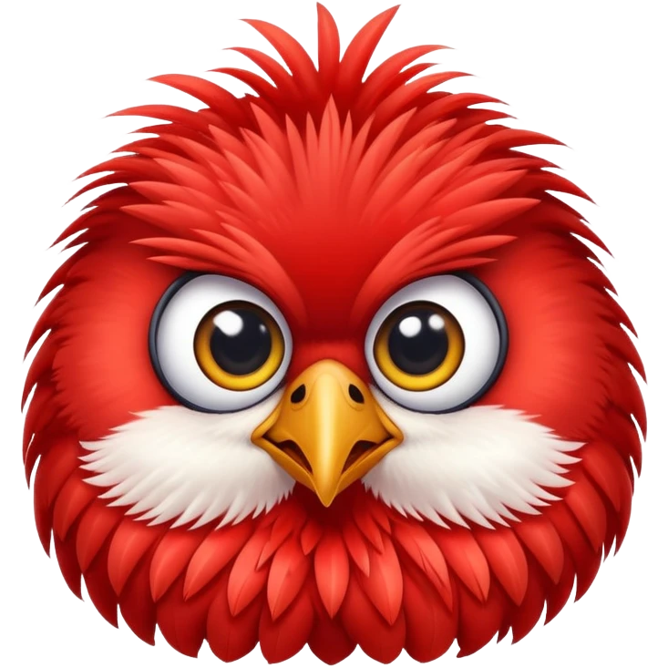 adorable round red bird with big eyes emoji